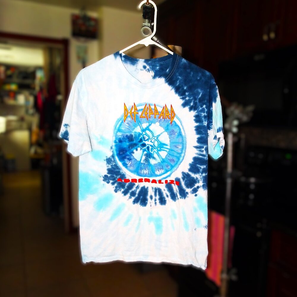 Def Leppard Adrenalize Blue Grey Tie Dye Band T-Shirt - Picture 8 of 8